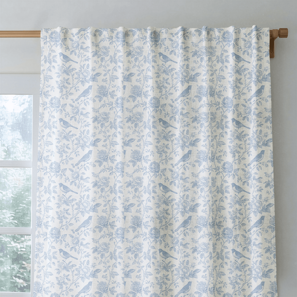 Blue Birds - Curtain Panel - The Drapery