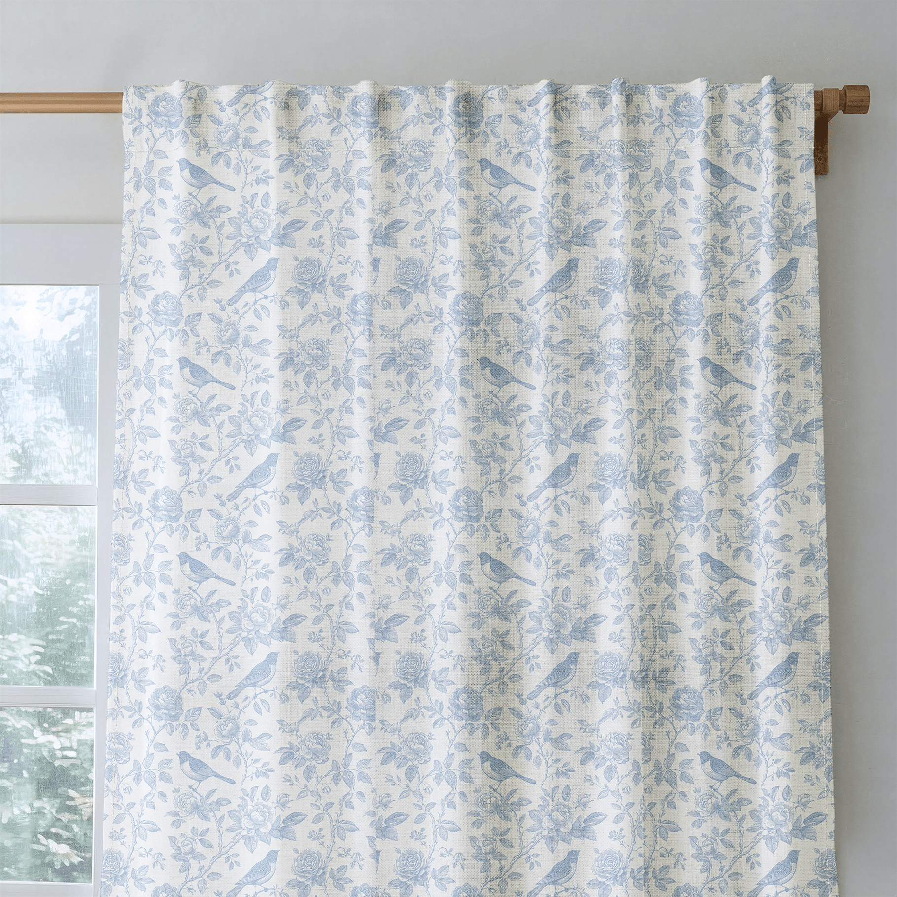 Blue Birds - Curtain Panel - The Drapery
