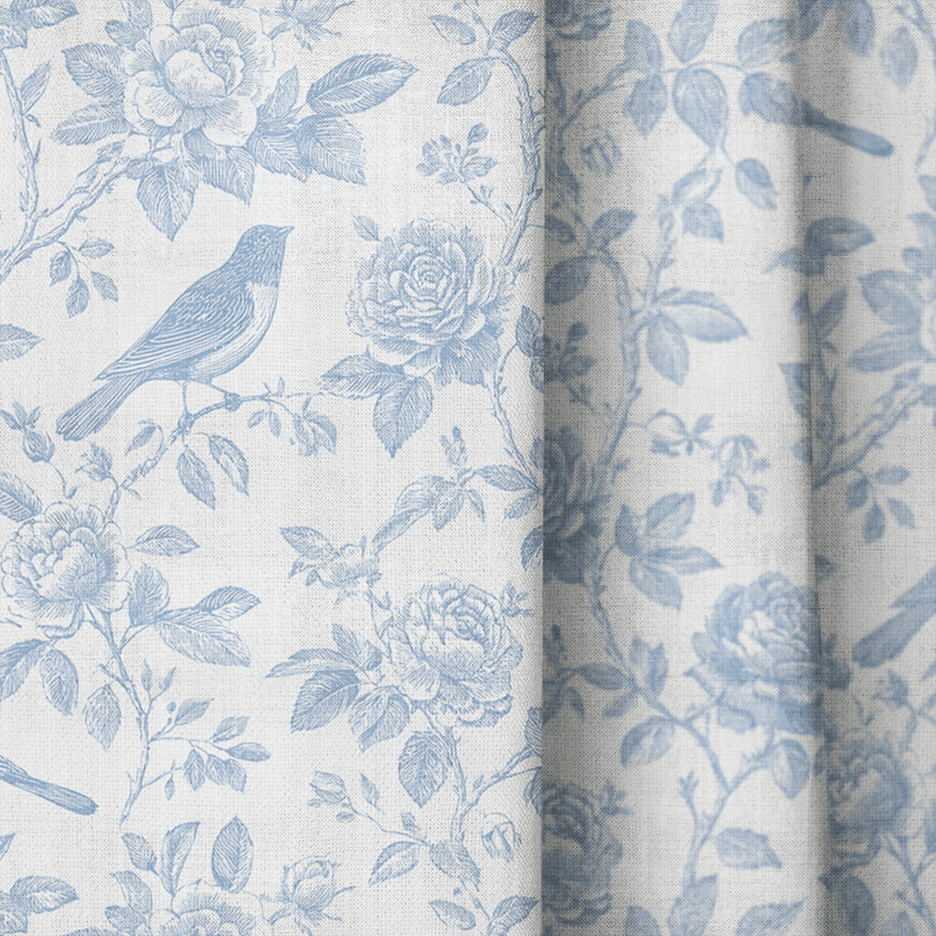Blue Birds - Curtain Panel - The Drapery