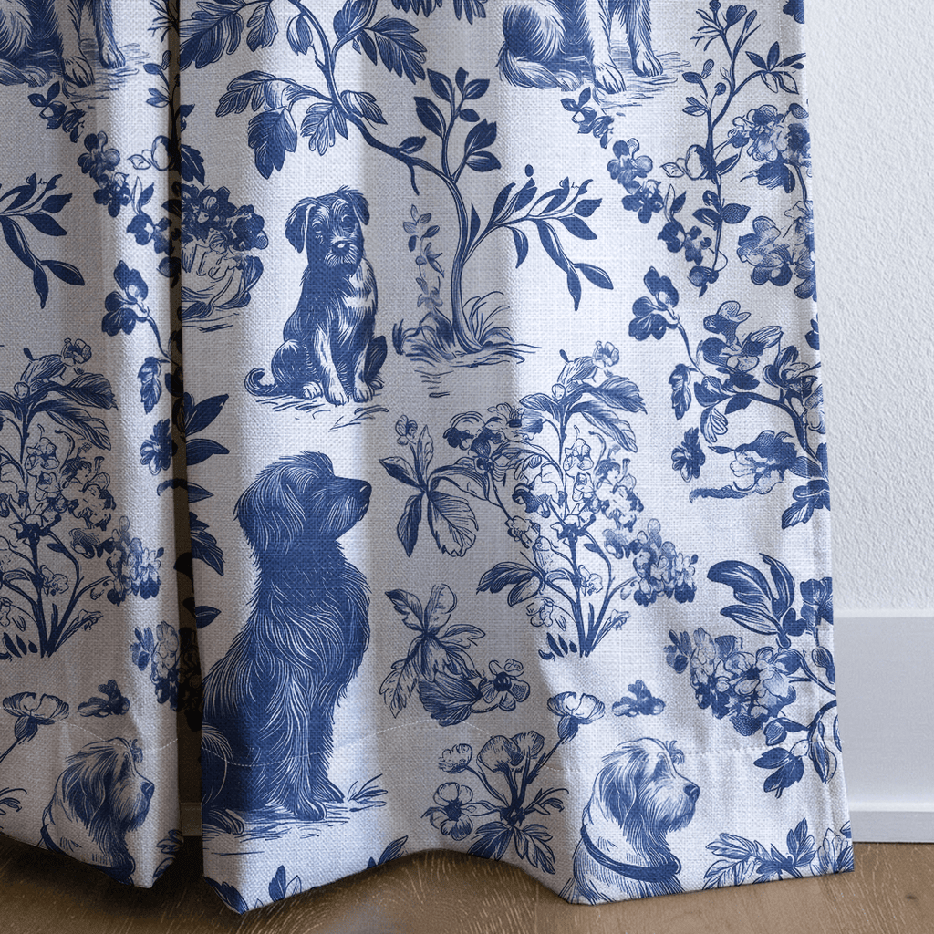 Blue & Bone Toile - Curtain Panel - The Drapery