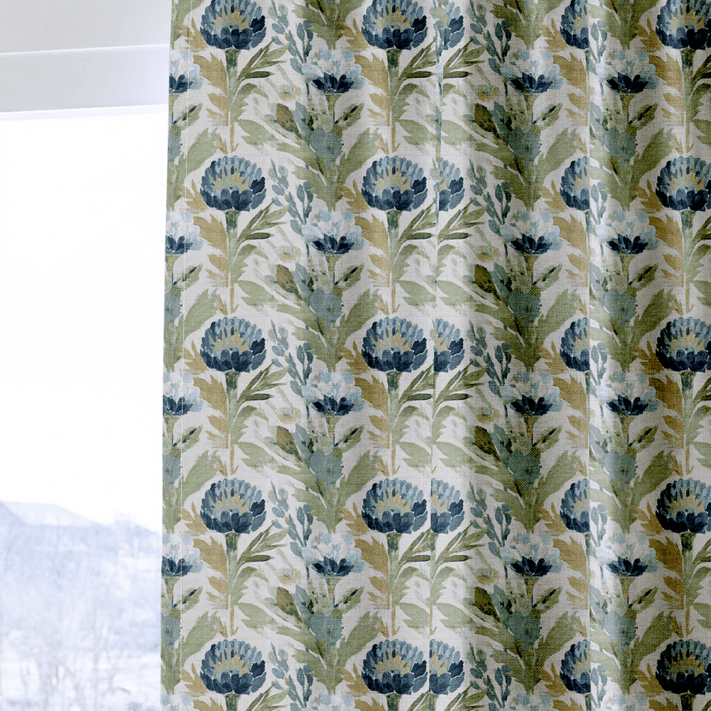 Blue Garden Thistle - Curtain Panel - The Drapery