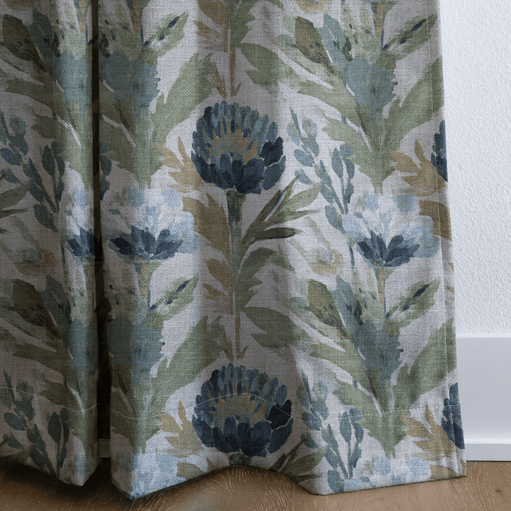 Blue Garden Thistle - Curtain Panel - The Drapery