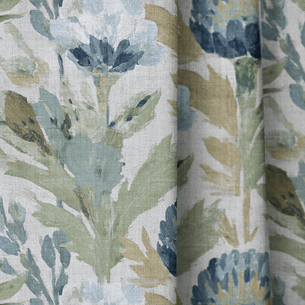 Blue Garden Thistle - Curtain Panel - The Drapery