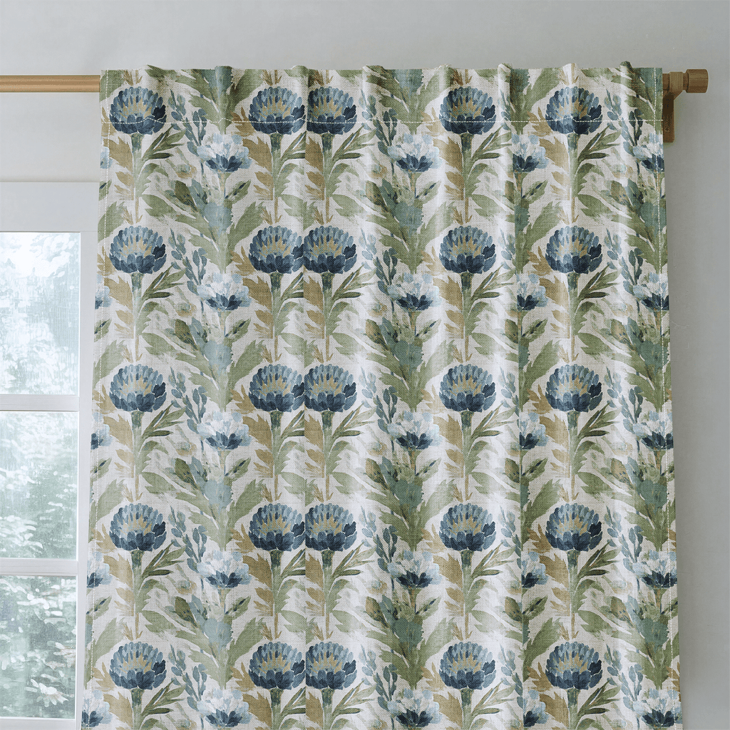 Blue Garden Thistle - Curtain Panel - The Drapery