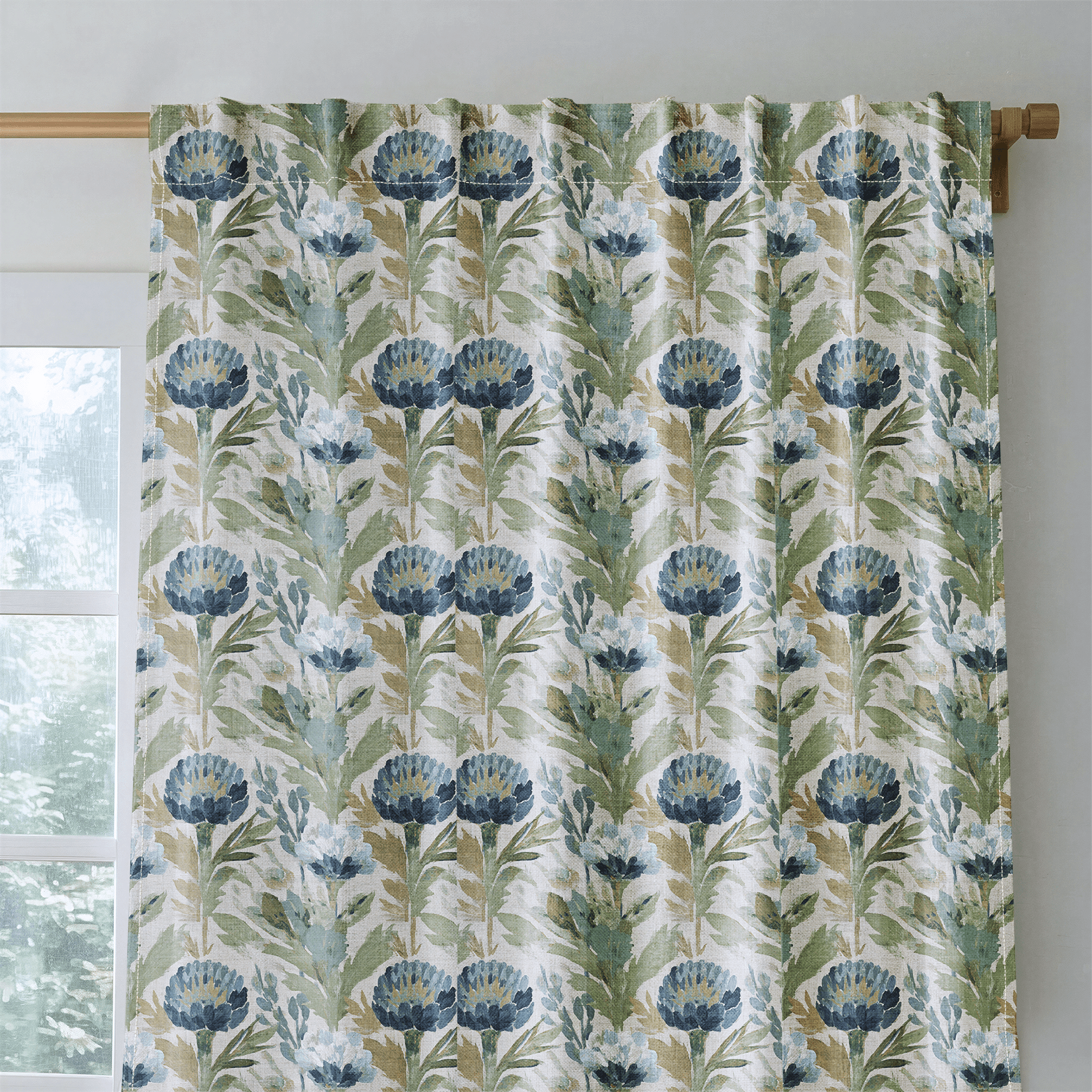 Blue Garden Thistle - Curtain Panel - The Drapery