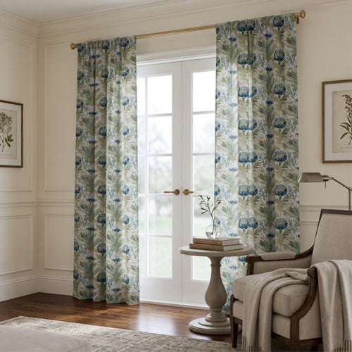 Blue Garden Thistle - Curtain Panel - The Drapery