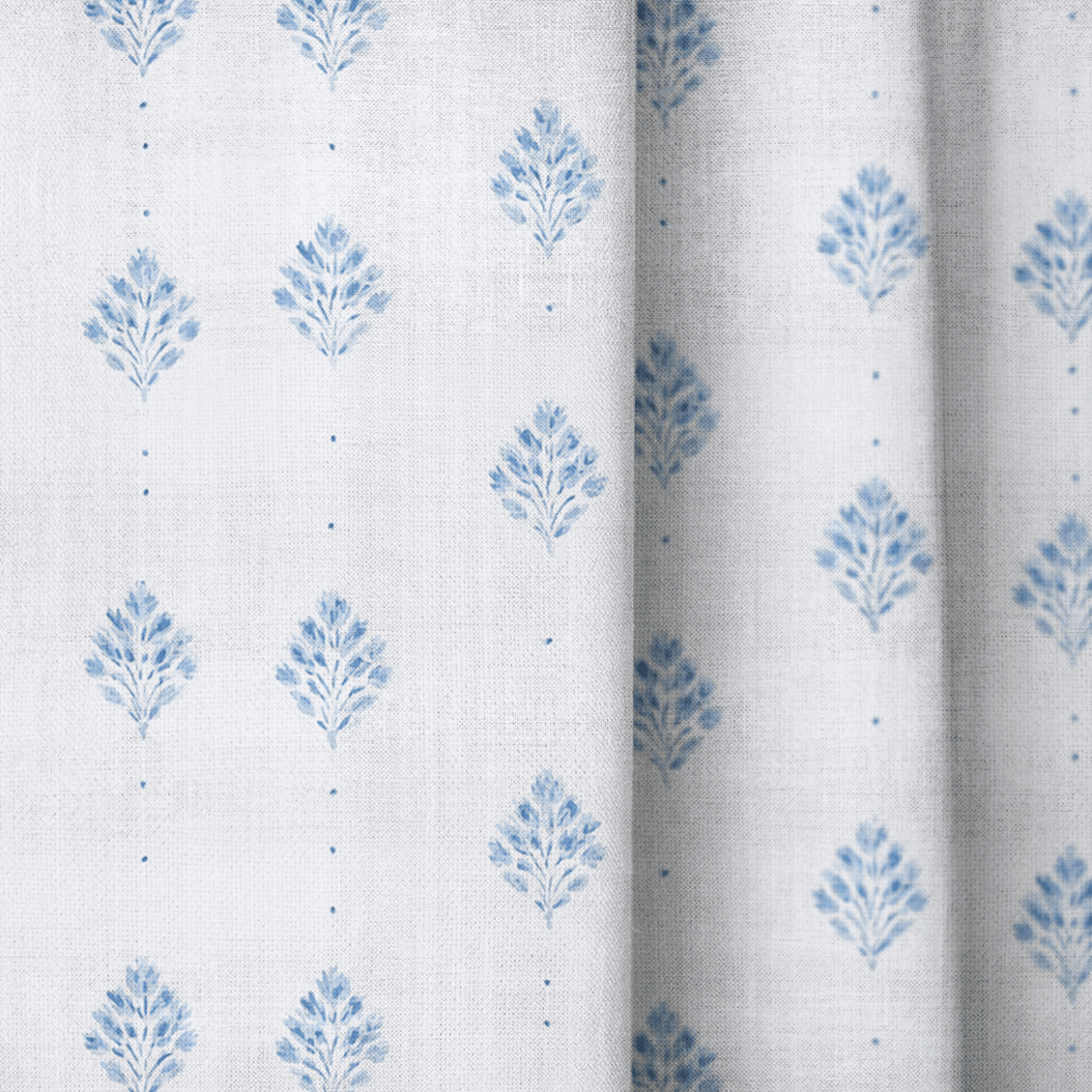 Blue Geo Floral - Curtain Panel - The Drapery