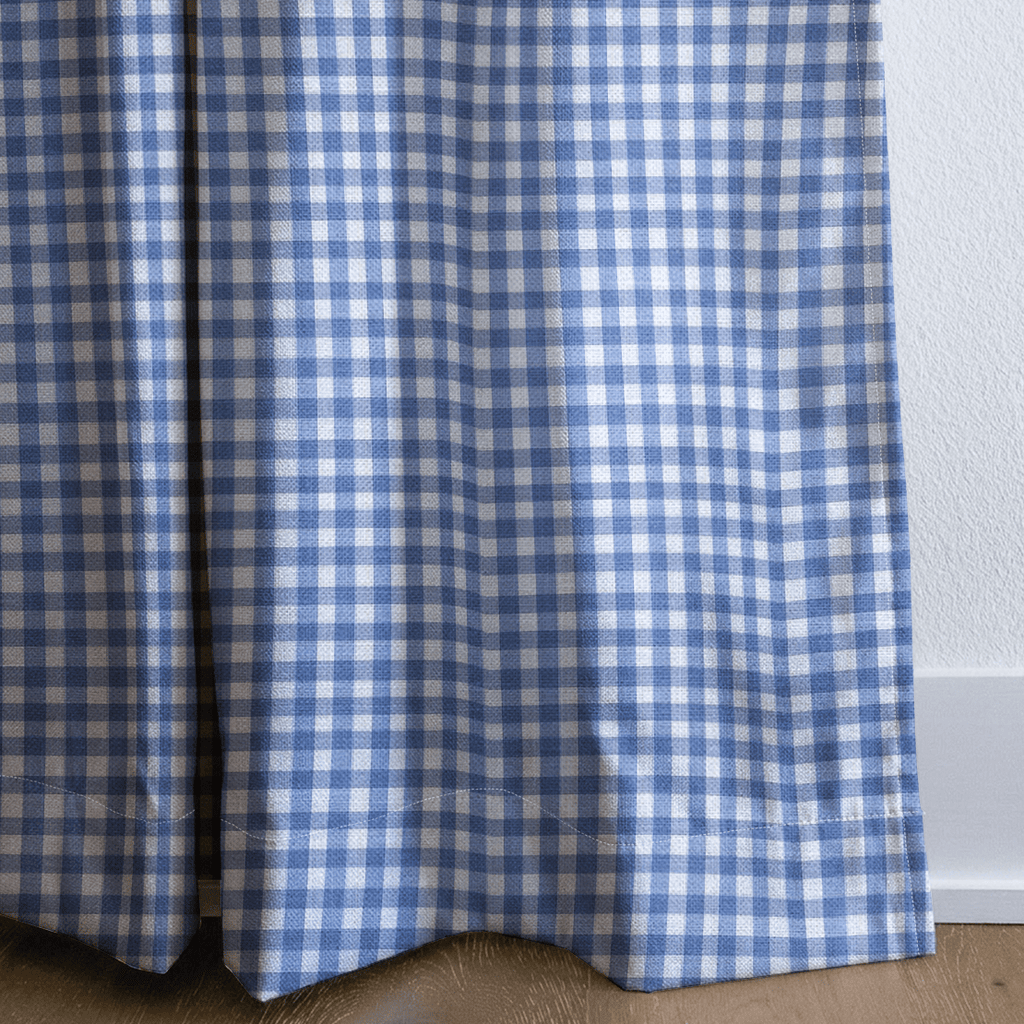 Blue Gingham - Curtain Panel - The Drapery