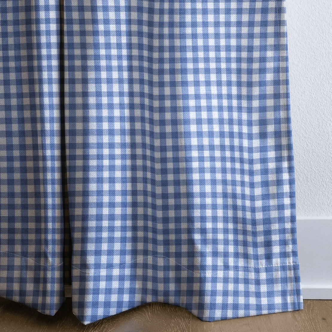 Blue Gingham - Curtain Panel - The Drapery