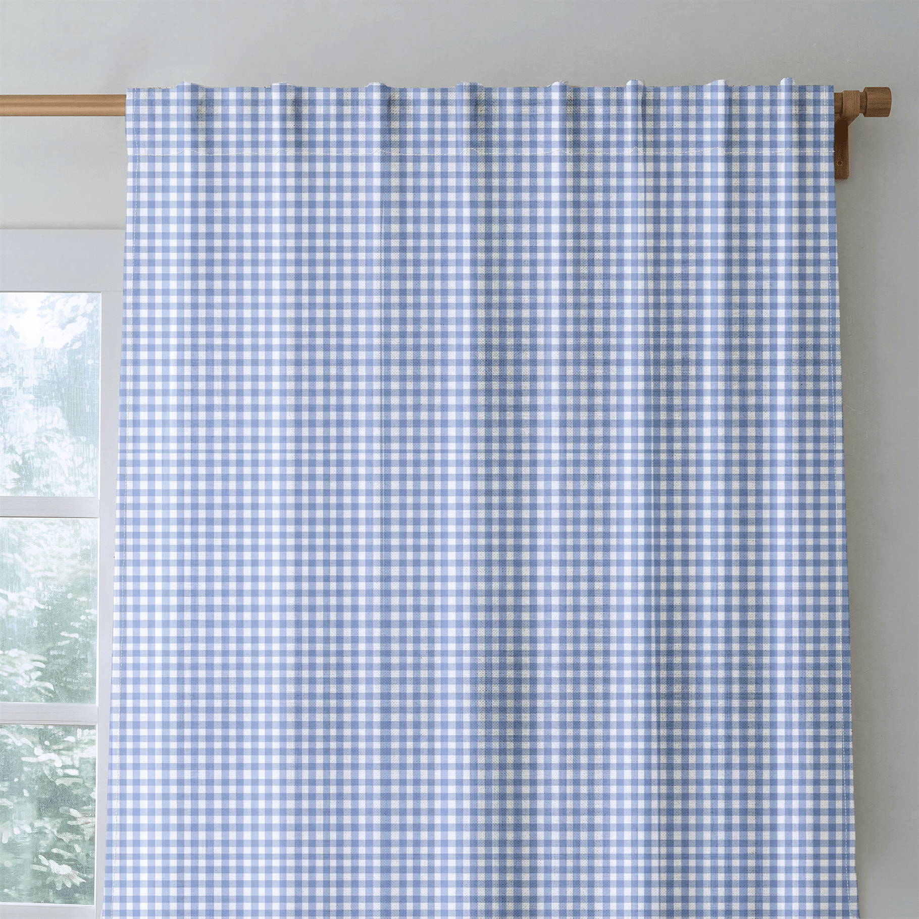 Blue Gingham - Curtain Panel - The Drapery