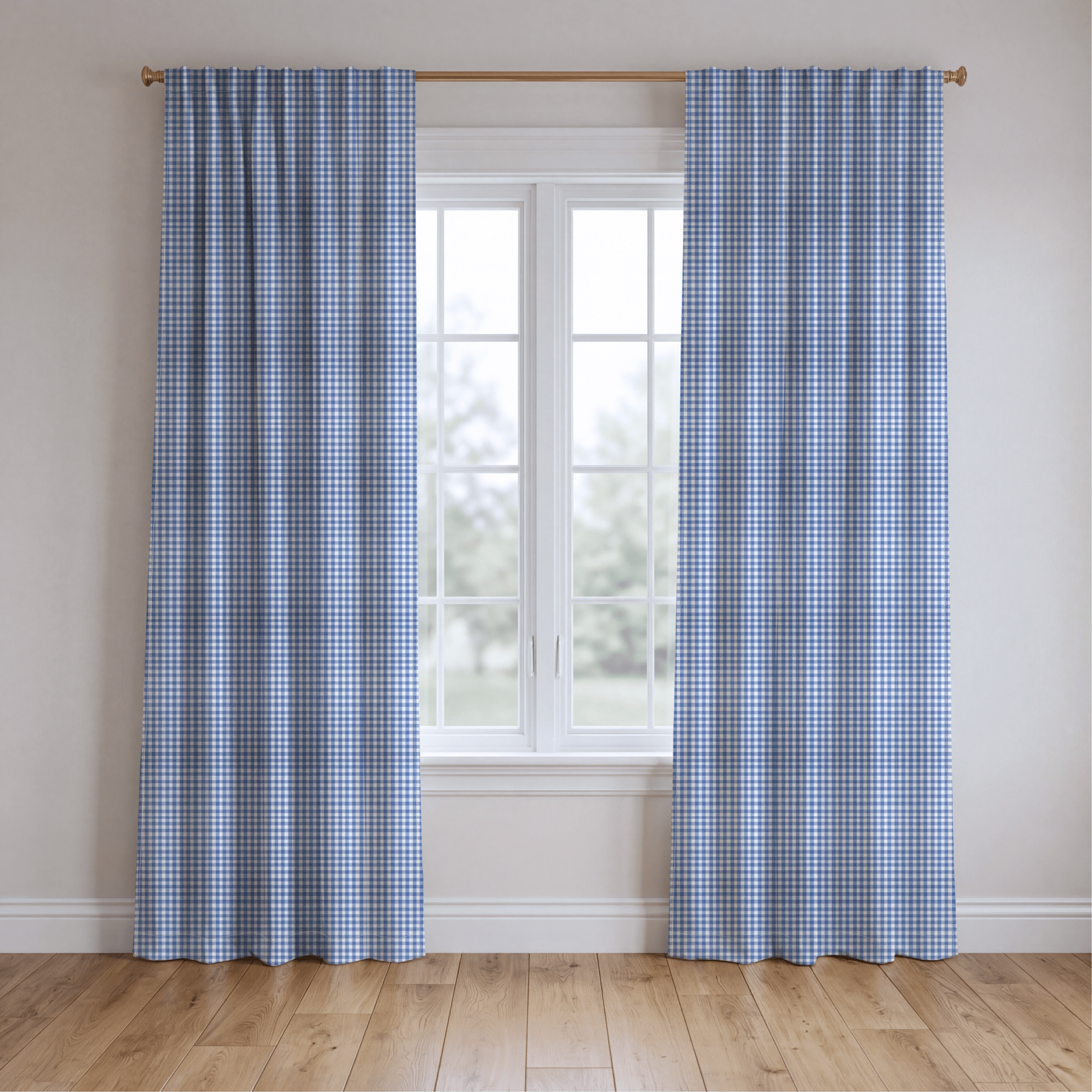 Blue Gingham - Curtain Panel - The Drapery