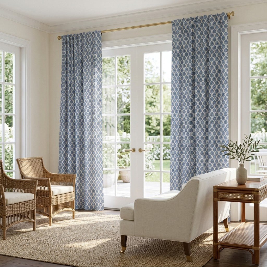 Blue Night Meadow - Curtain Panel - The Drapery