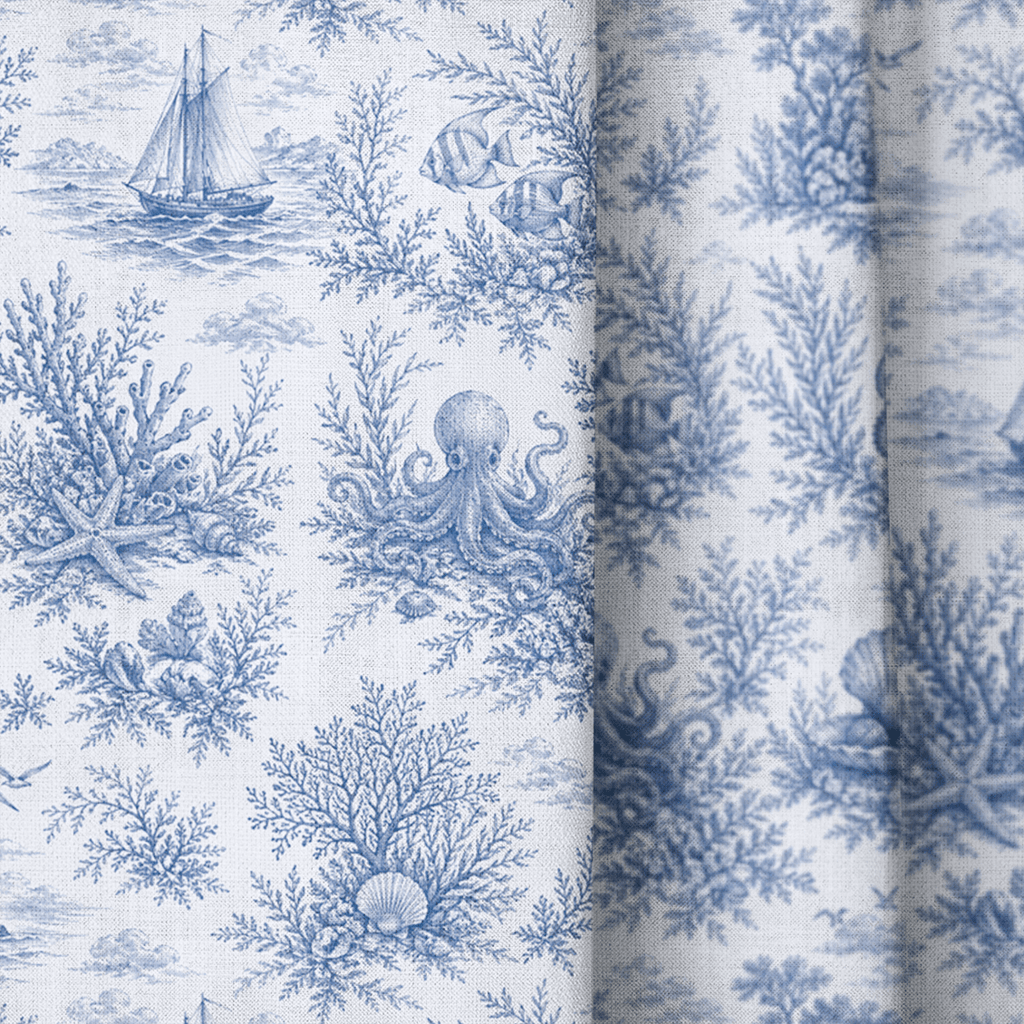Blue Ocean Toile - The Drapery