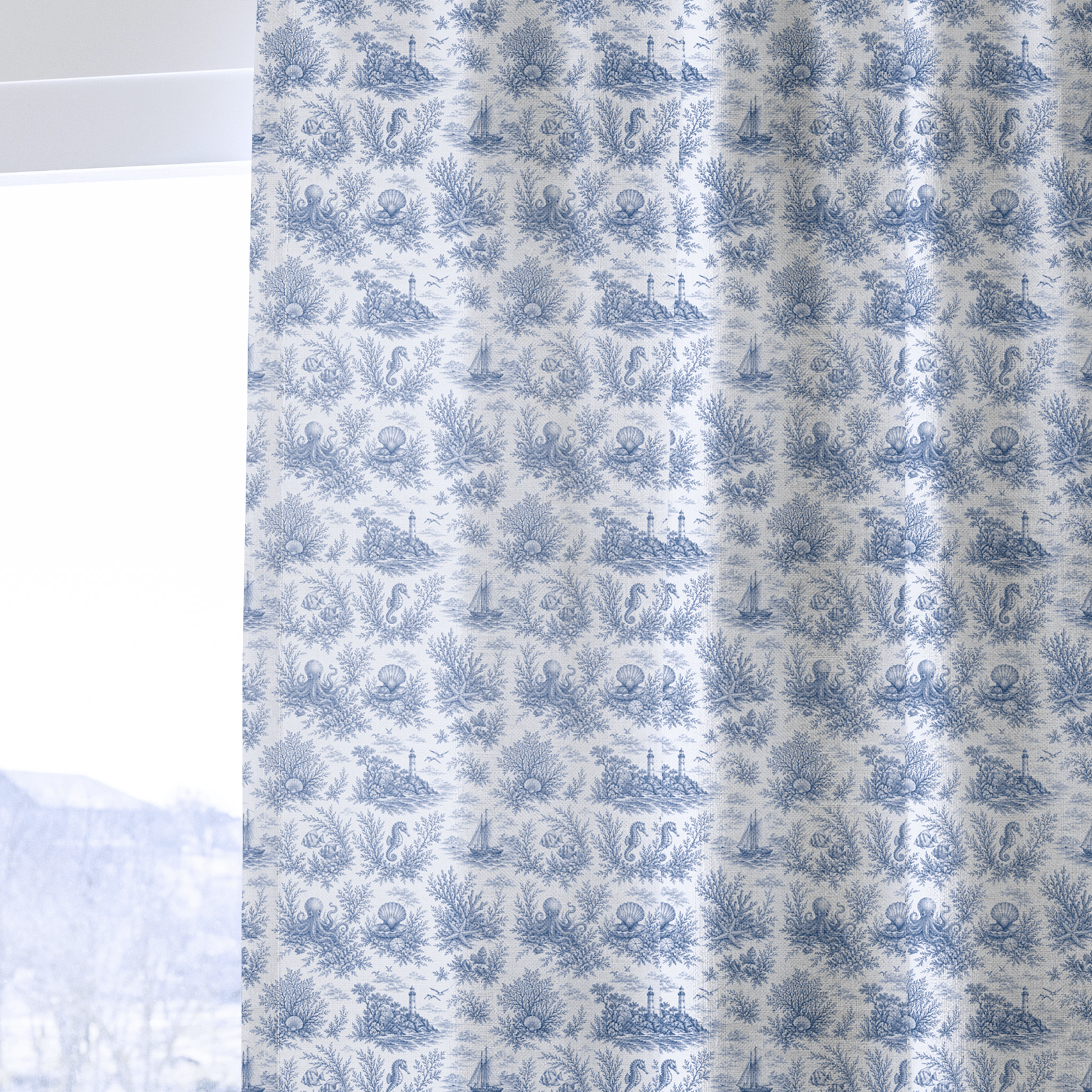 Blue Ocean Toile - The Drapery