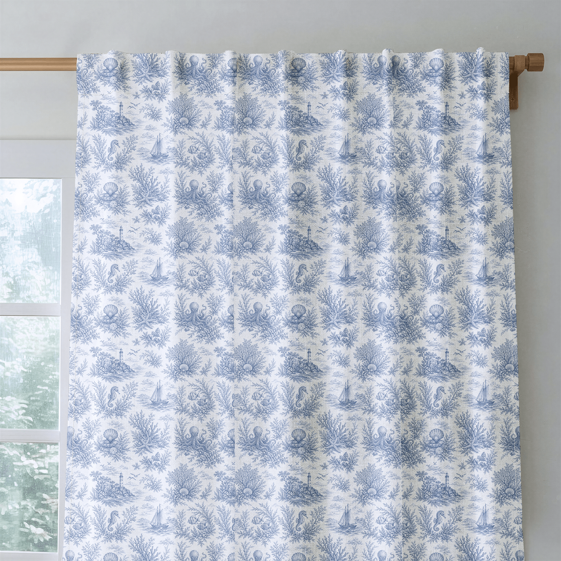 Blue Ocean Toile - The Drapery