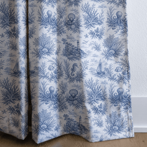 Blue Ocean Toile - Curtain Panel - The Drapery