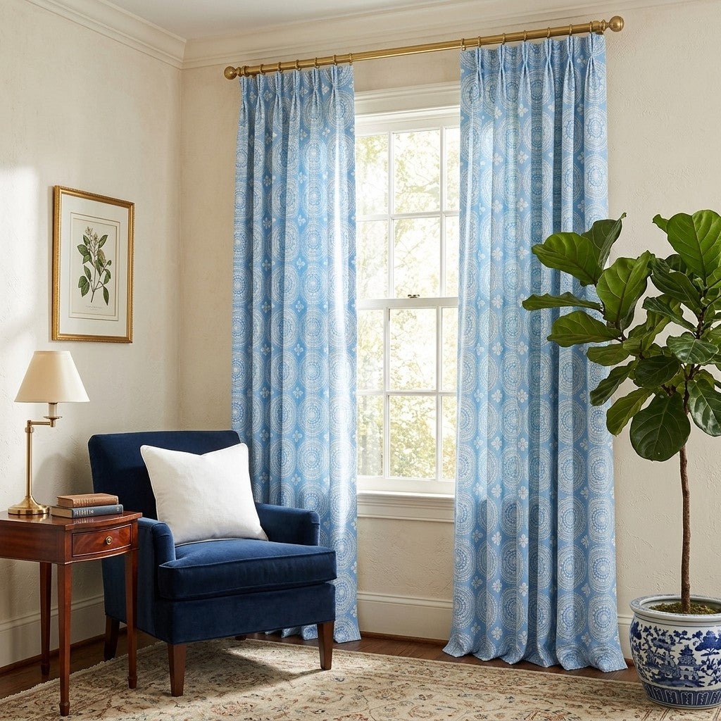 Blue Parasol - Curtain Panel - The Drapery
