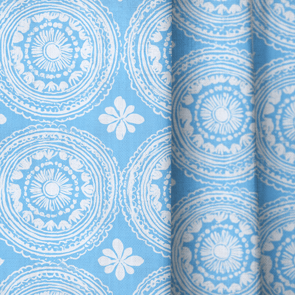 Blue Parasol - Curtain Panel - The Drapery