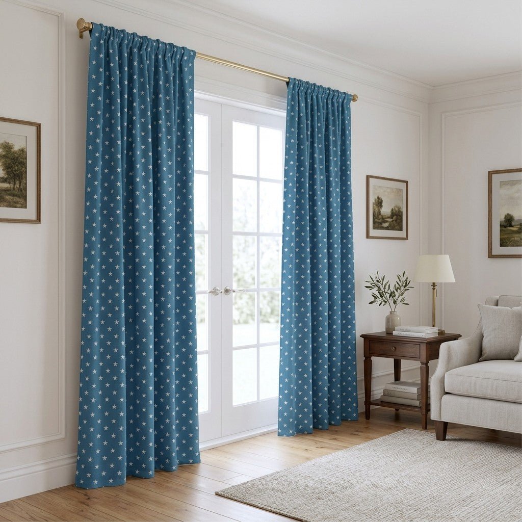 Blue Stars - Curtain Panel - The Drapery