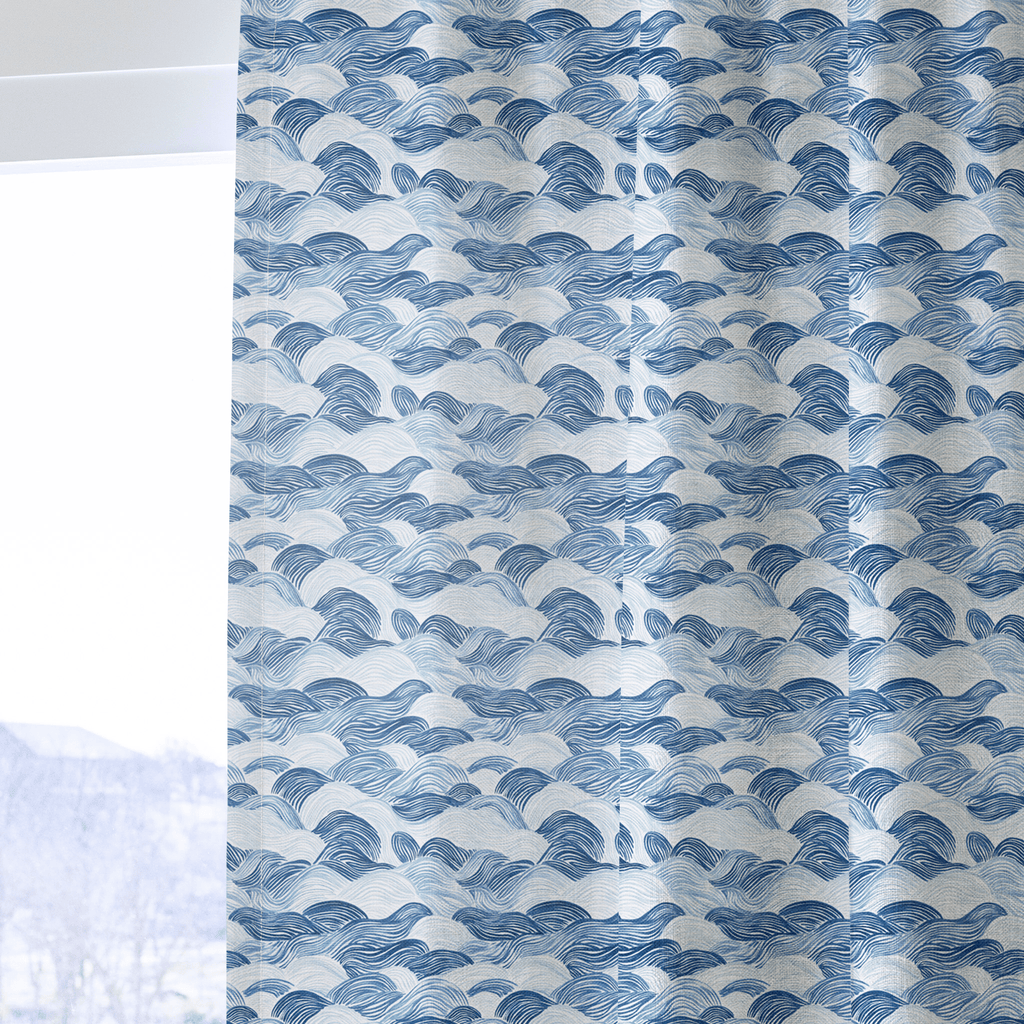 Blue Waves - Curtain Panel - The Drapery