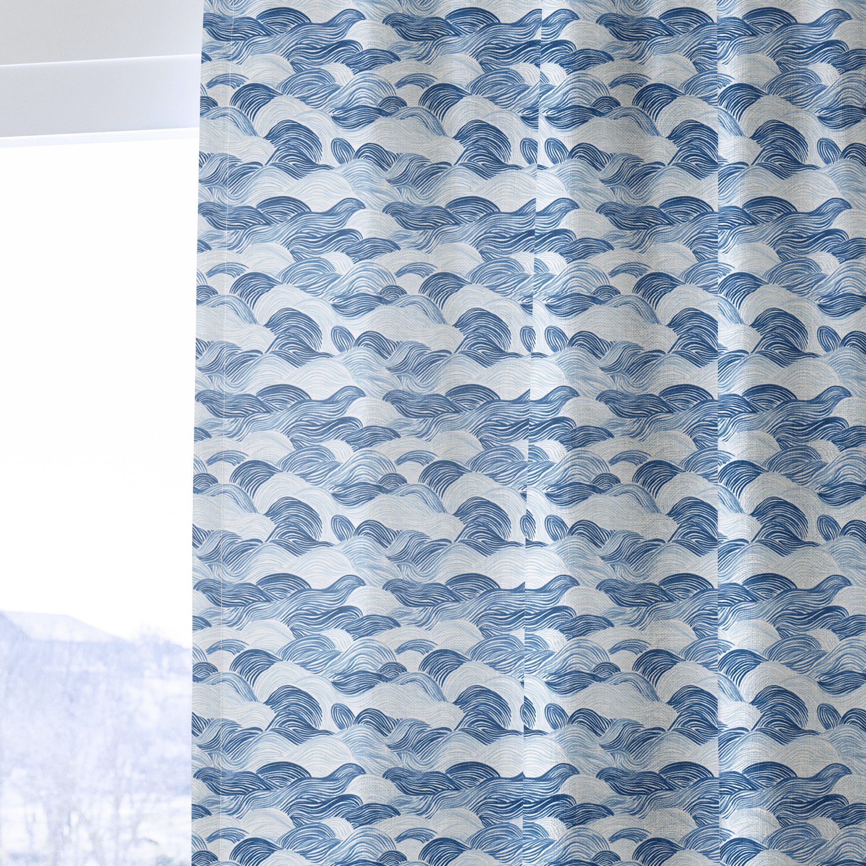 Blue Waves - Curtain Panel - The Drapery