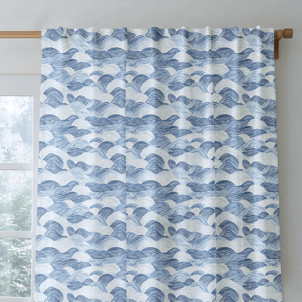 Blue Waves - Curtain Panel - The Drapery