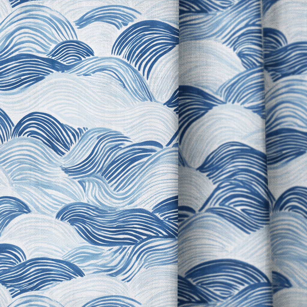 Blue Waves - Curtain Panel - The Drapery