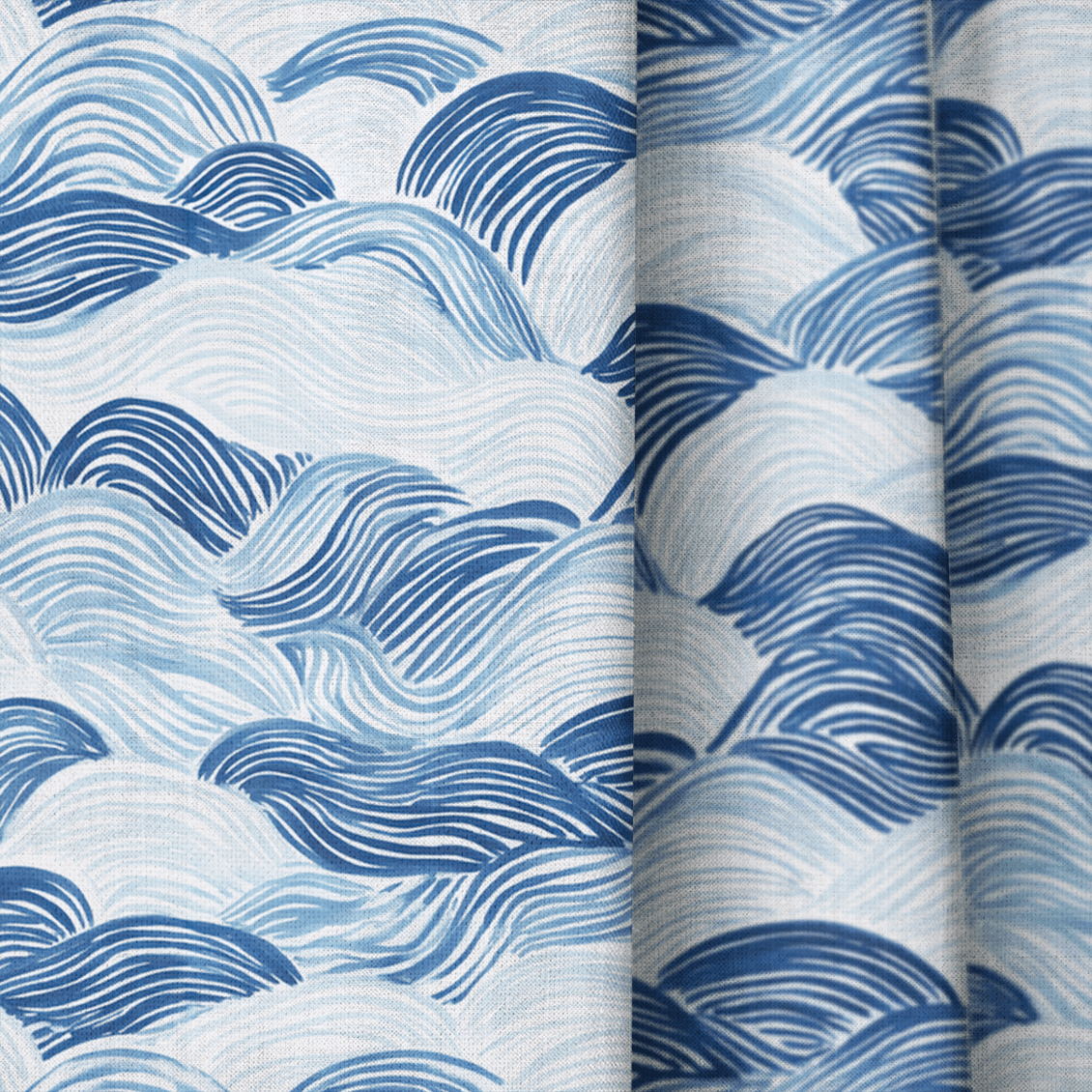 Blue Waves - Curtain Panel - The Drapery