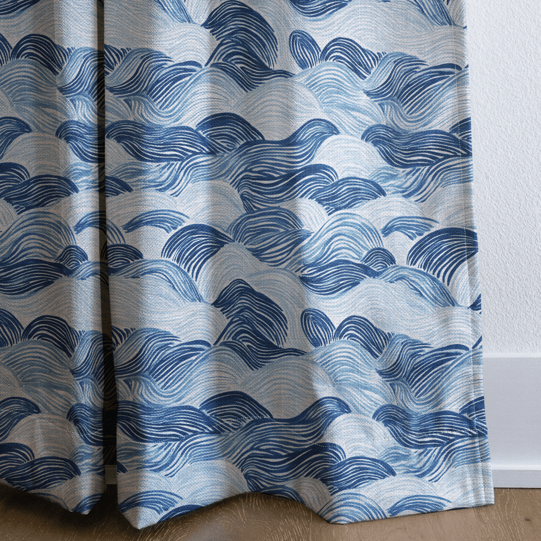 Blue Waves - Curtain Panel - The Drapery