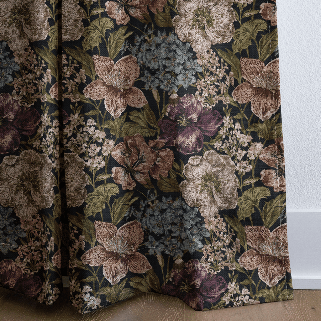 Bouquet Raven - Curtain Panel - The Drapery