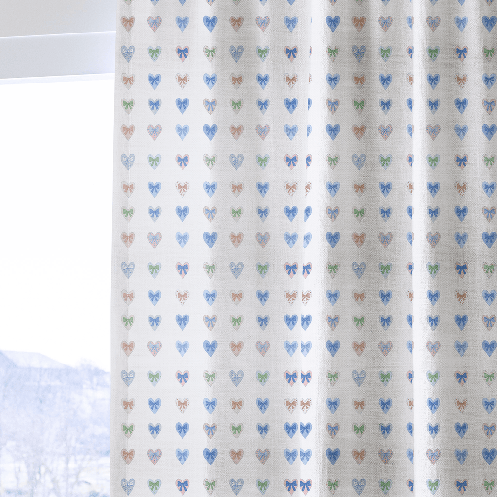 Bow Hearts - Curtain Panel - The Drapery