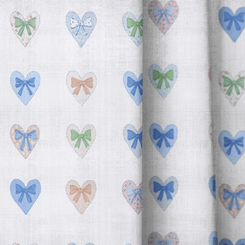 Bow Hearts - Curtain Panel - The Drapery