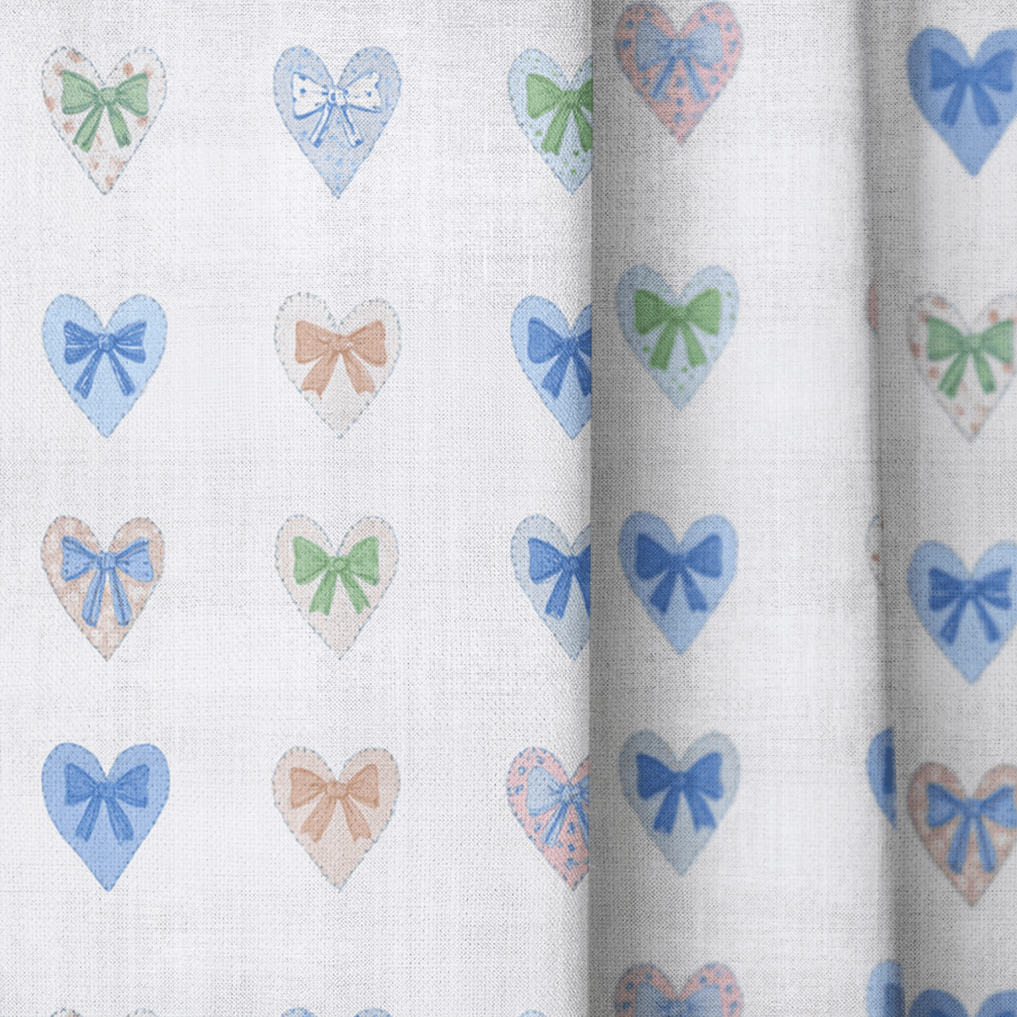 Bow Hearts - Curtain Panel - The Drapery