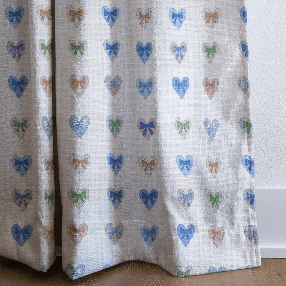 Bow Hearts - Curtain Panel - The Drapery