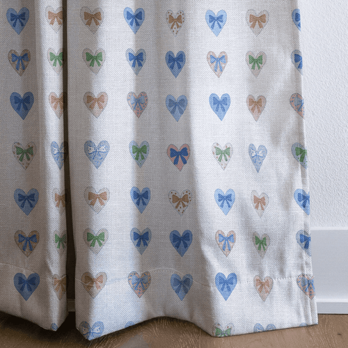 Bow Hearts - Curtain Panel - The Drapery