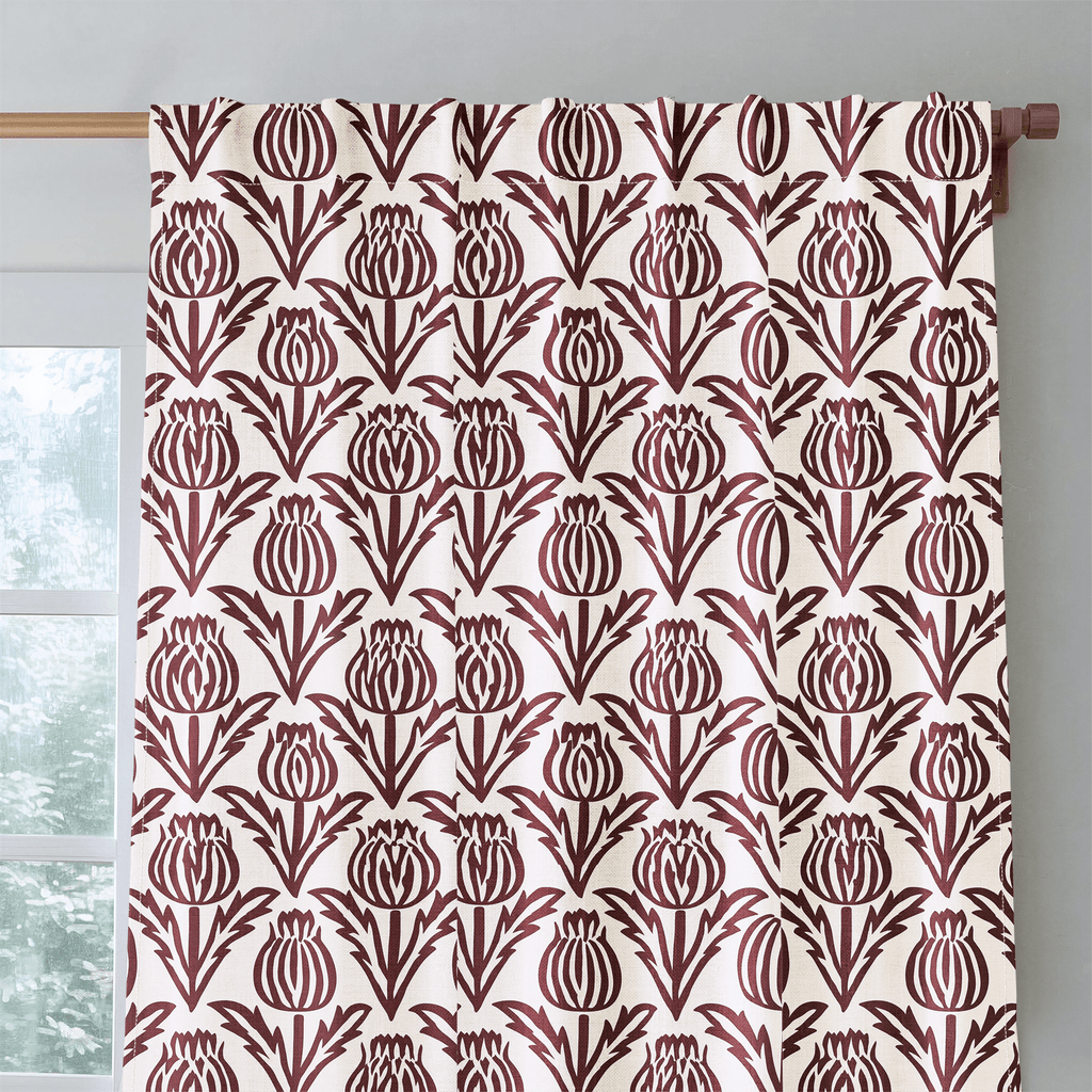 Bramble - Burgundy - Curtain Panel - The Drapery
