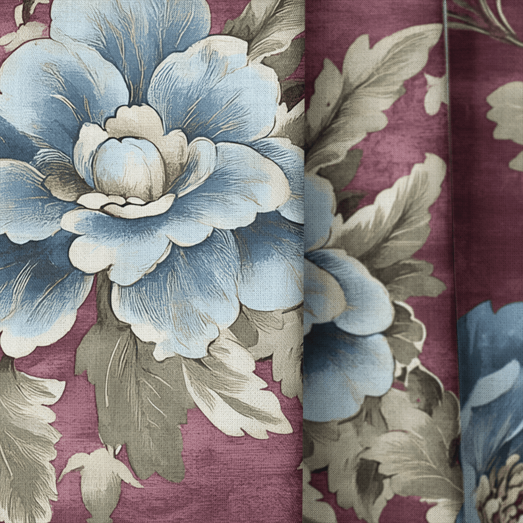 Burgundy Bouquet - Curtain Panel - The Drapery