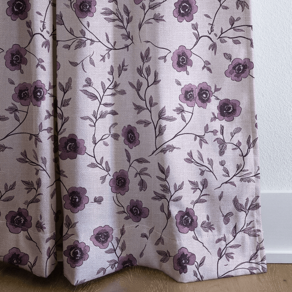 Burgundy Meadow - Curtain Panel - The Drapery