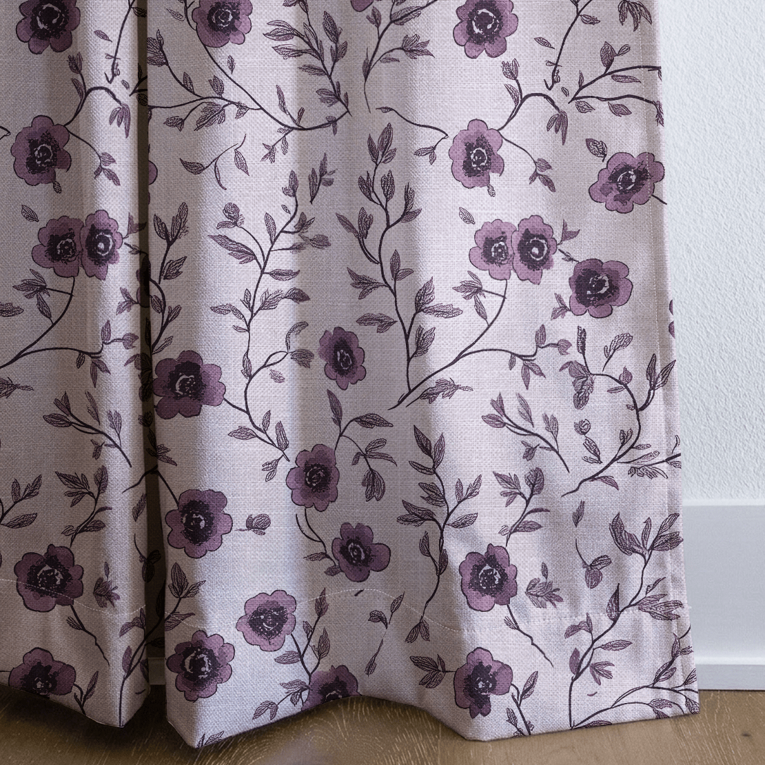 Burgundy Meadow - Curtain Panel - The Drapery