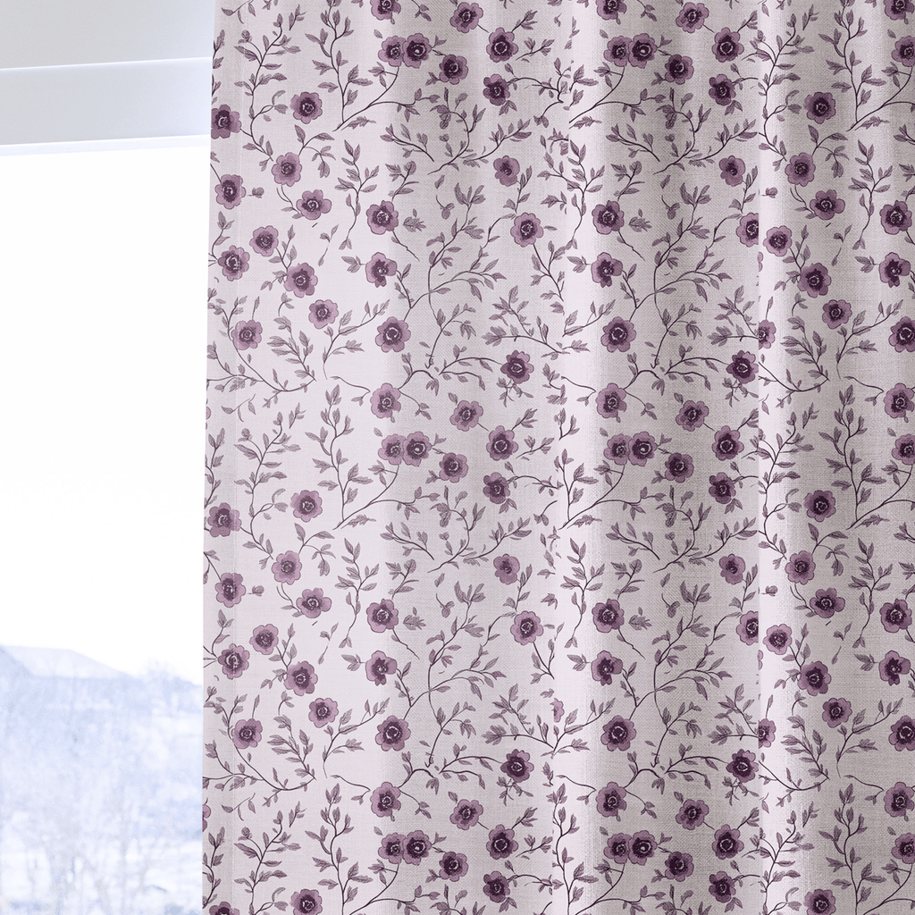 Burgundy Meadow - Curtain Panel - The Drapery