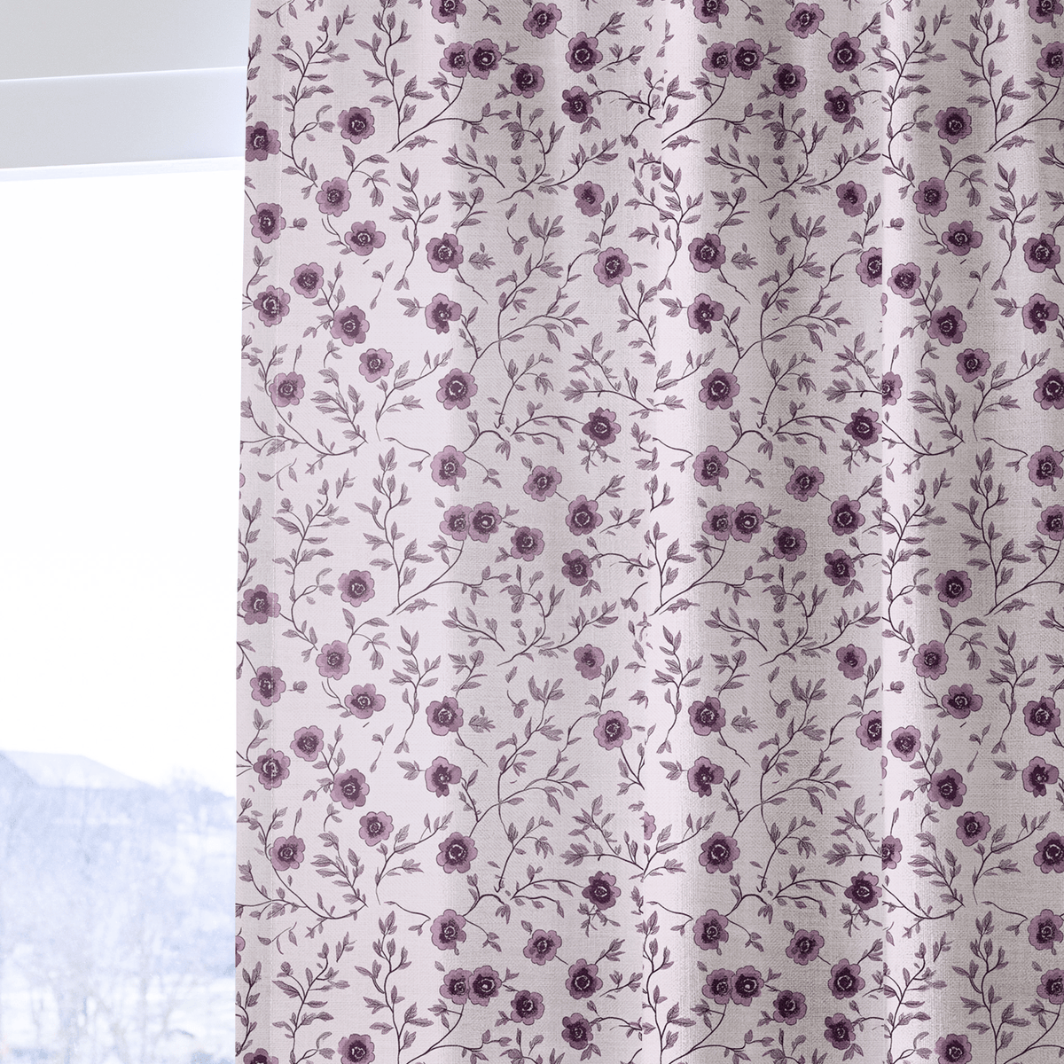 Burgundy Meadow - Curtain Panel - The Drapery