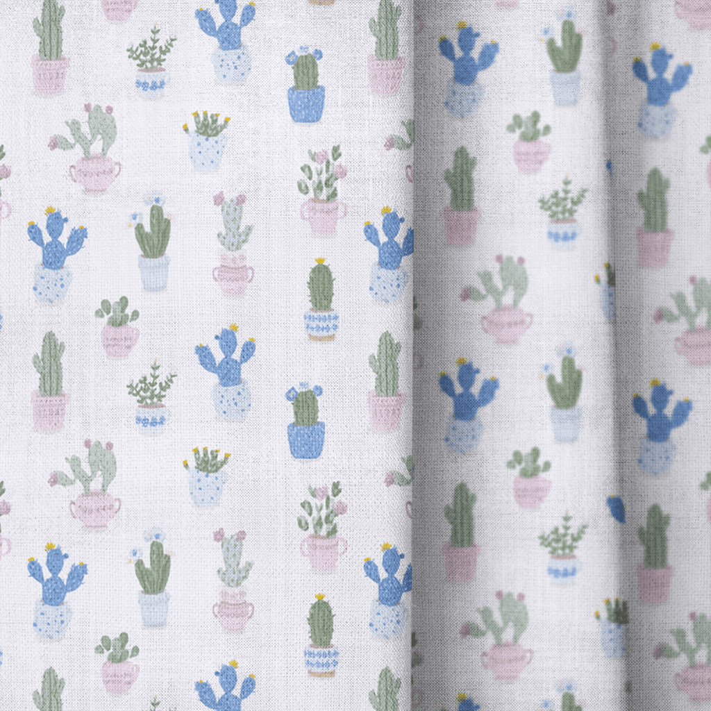 Cactus Pots - Curtain Panel - The Drapery