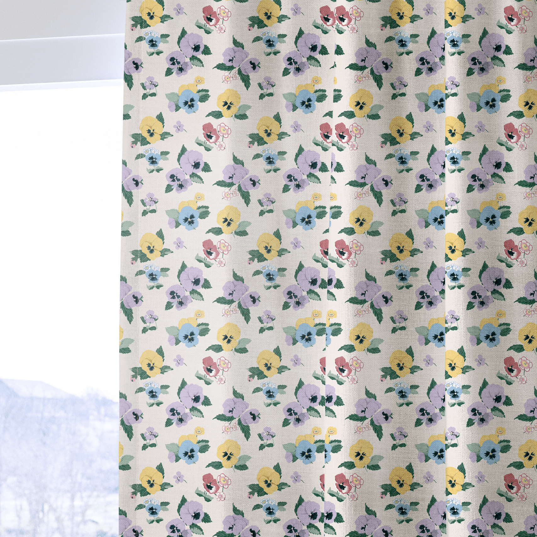 Calderin Pansies - Curtain Panel - The Drapery