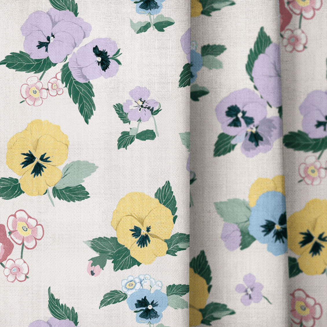 Calderin Pansies - Curtain Panel - The Drapery