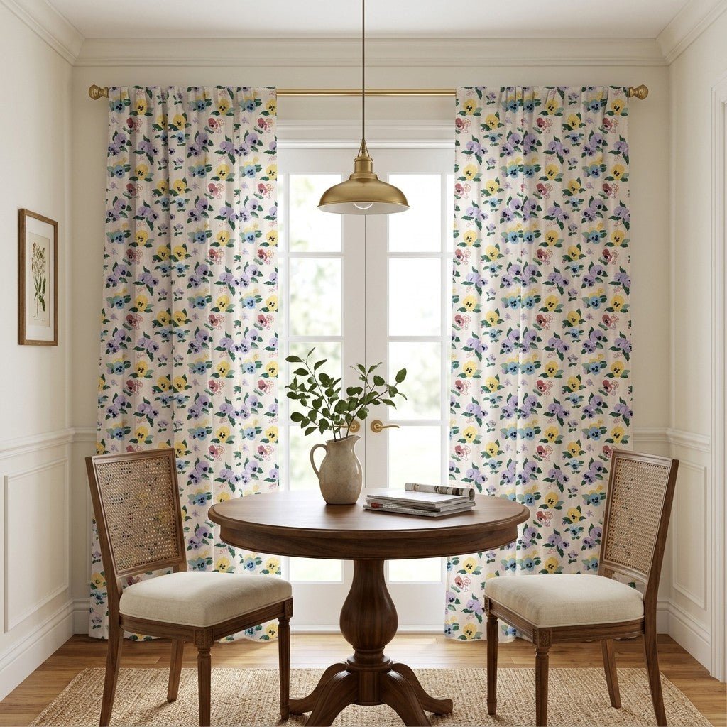 Calderin Pansies - Curtain Panel - The Drapery