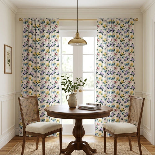 Calderin Pansies - Curtain Panel - The Drapery