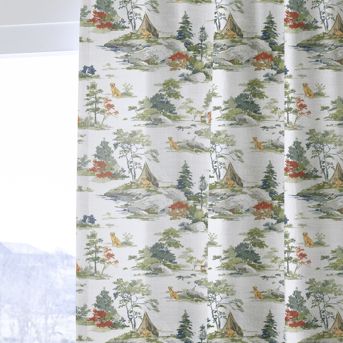 Camping Retriever - Curtain Panel - The Drapery
