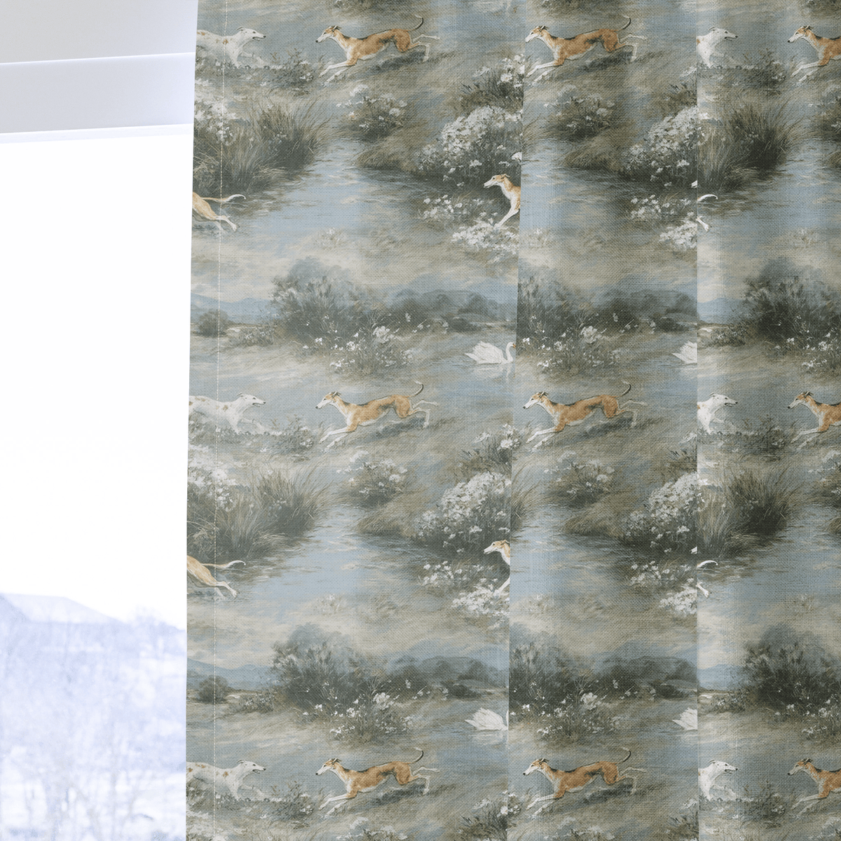 Canine Meadow - Curtain Panel - The Drapery