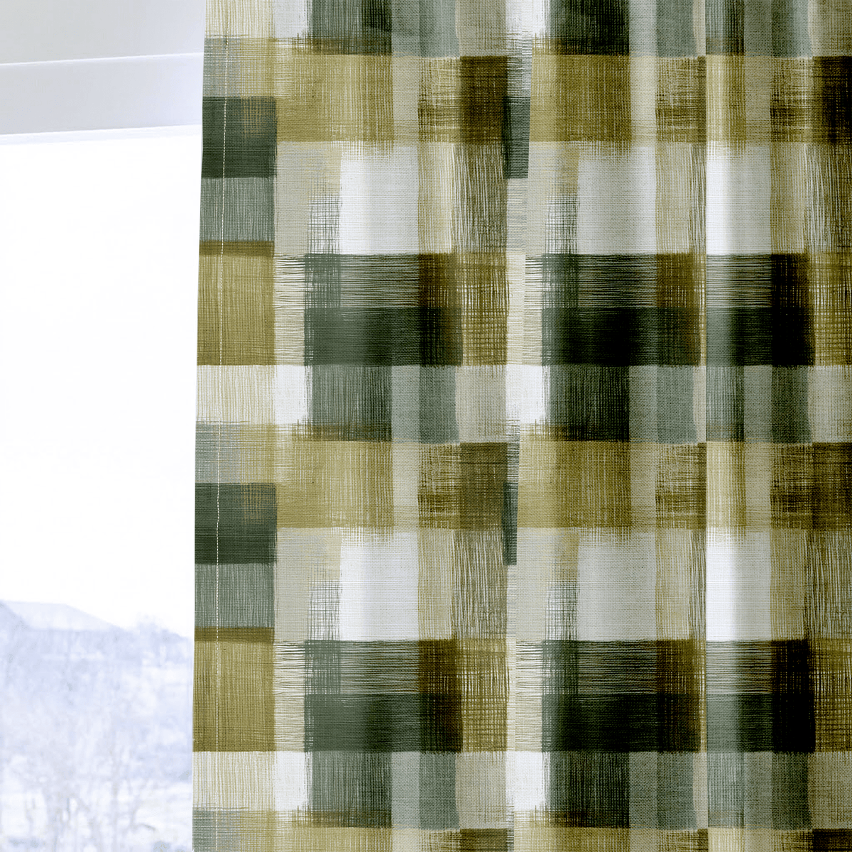 Carter Olive Plaid - Curtain Panel - The Drapery