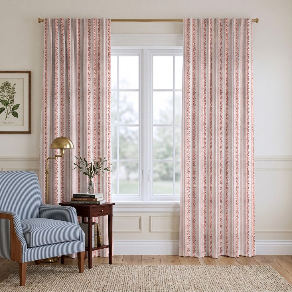 Chelsea Coral - Curtain Panel - The Drapery